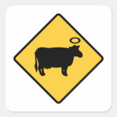 Sticker Carré du signal d'avertissement de la vach (Devant)