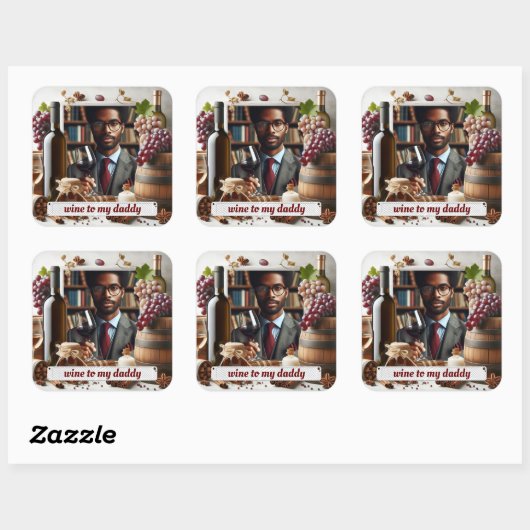 Sticker Carré Du vin pour mon papa (Feuille)