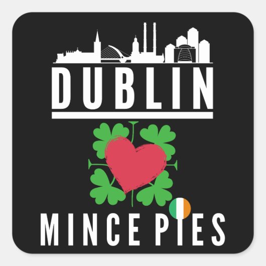 Sticker Carré Dublin Loves Mince Pies Cityscape (Devant)