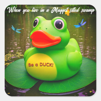 Sticker Carré Duck Frog Swamp
