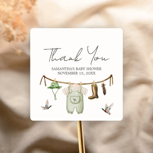Sticker Carré Duck Hunting Baby Shower