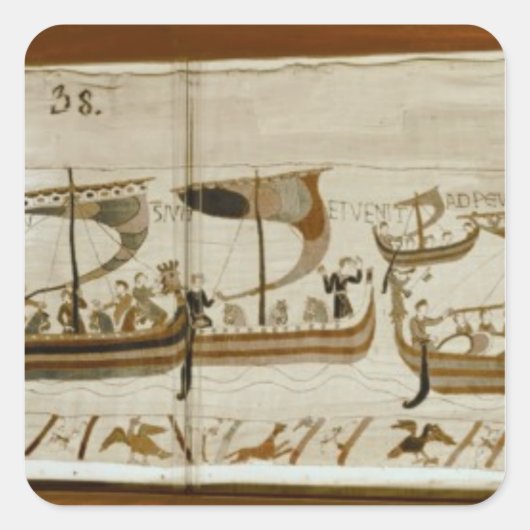 Sticker Carré Duke William et sa flotte traversent Pevensey (Devant)