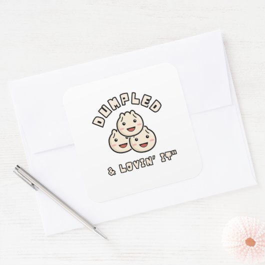 Sticker Carré Dumpled & Lovin' It - Kawaii Dumpling Fun (Enveloppe)