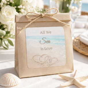 Sticker Carré Dunes de sable de plage coeurs mariage