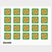 Sticker Carré Durrow Knotwork 2016 Rouge et Vert (Feuille)