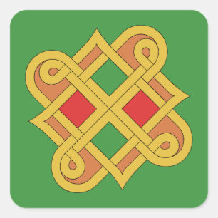 Sticker Carré Durrow Knotwork 2016 Rouge et Vert
