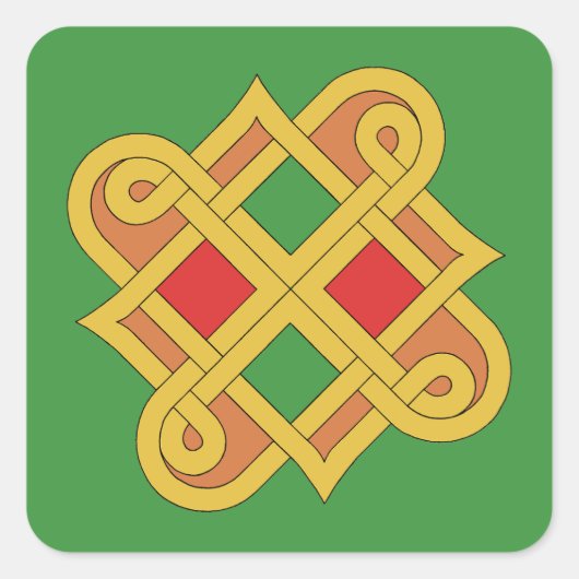 Sticker Carré Durrow Knotwork 2016 Rouge et Vert (Devant)