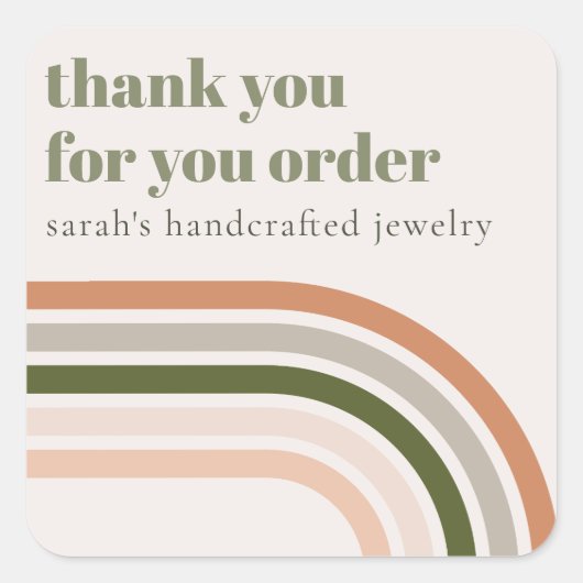 Sticker Carré Dusky Bold Retro Rainbow Desert Merci Business (Devant)