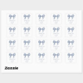 Sticker Carré Dusty Blue Bow Boy Baby shower Merci (Feuille)