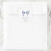 Sticker Carré Dusty Blue Bow Boy Baby shower Merci (Sac)