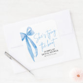 Sticker Carré Dusty Blue Bow Elle organise une fête de mariage S (Enveloppe)