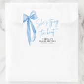 Sticker Carré Dusty Blue Bow Elle organise une fête de mariage S (Sac)