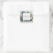 Sticker Carré Dusty Blue Dried Floral Rustic Botanical Wreath (Sac)