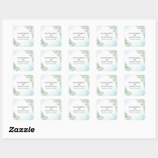 Sticker Carré Dusty Blue Eucalyptus Vert Mariage Succulent (Feuille)