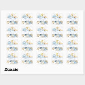 Sticker Carré Dusty Blue Floral Gold Couples Shower (Feuille)