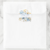 Sticker Carré Dusty Blue Floral Gold Couples Shower (Sac)