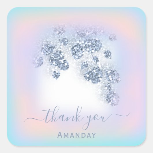 Sticker Carré Dusty Blue Glitter Peach Mint Merci 16ème (Devant)