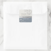 Sticker Carré Dusty Blue Mariage Merci Favoriser (Sac)