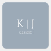 Sticker Carré Dusty Blue Monogram Initial Minimal Trendy Wedding (Devant)
