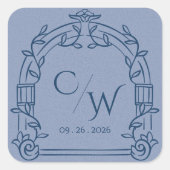 Sticker Carré Dusty Blue Ornate Arch Botanical Wedding (Devant)