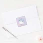 Sticker Carré Dusty Blue Parties scintillant Pêcher Rose Thankl (Enveloppe)