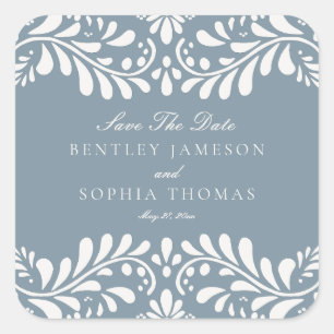 Sticker Carré Dusty Blue Talavera Fiesta Enregistrer l'enveloppe