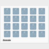 Sticker Carré Dusty Blue White Rocse Baby shower (Feuille)