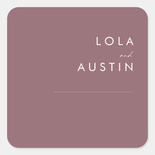 Sticker Carré Dusty Boho | Enveloppe Mariage violet (Devant)