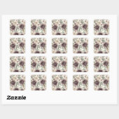 Sticker Carré Dusty Mauve & Ivory Bloom Mariage botanique (Feuille)