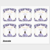 Sticker Carré Dusty Purple Princesse Quinceañera Merci (Feuille)