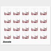 Sticker Carré Dusty Rose & Burgundy Boho Floral Mariage (Feuille)
