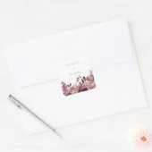 Sticker Carré Dusty Rose & Burgundy Boho Floral Mariage (Enveloppe)