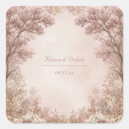Sticker Carré Dusty Rose Ethereal Forest Arch Wedding (Devant)
