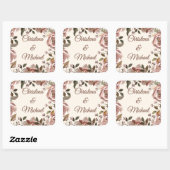 Sticker Carré Dusty Rose Floral Wedding (Feuille)