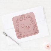 Sticker Carré Dusty Rose Ornate Arch Botanical Wedding Envelope  (Enveloppe)