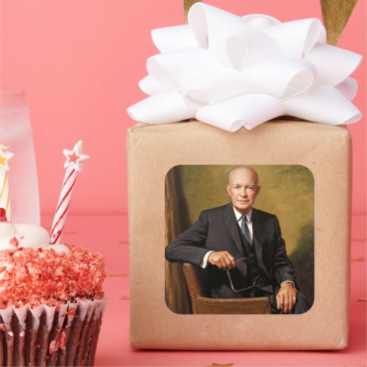 Sticker Carré Dwight Eisenhower Président Portrait de la Maison  (Fête)