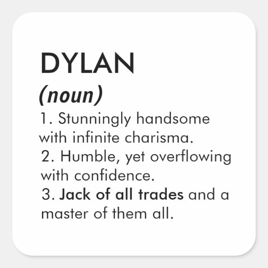 Sticker Carré Dylan name, Editable name, Custom name (Devant)