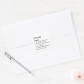 Sticker Carré Dylan name, Editable name, Custom name (Enveloppe)