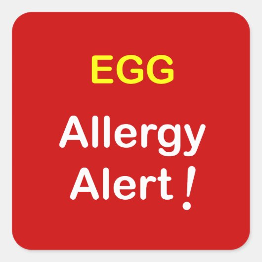 Sticker Carré e1 - Alerte allergique - OEUFS. (Devant)
