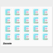 Sticker Carré "E" Cute Bubble Letter - Underwater Sea Creature A (Feuille)