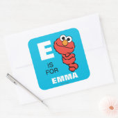 Sticker Carré E est pour Elmo | Ajouter Votre Nom (Enveloppe)