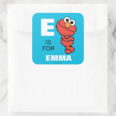 Sticker Carré E est pour Elmo | Ajouter Votre Nom (Sac)