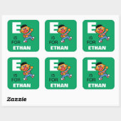 Sticker Carré E est pour Ernie | Ajouter Votre Nom (Feuille)