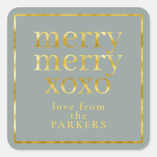 Sticker Carré Earth Tones Gold Merry Joyeux XOXO ID1009
