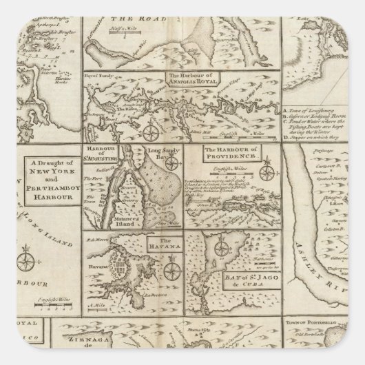 Sticker Carré East Coast, États-Unis (Devant)