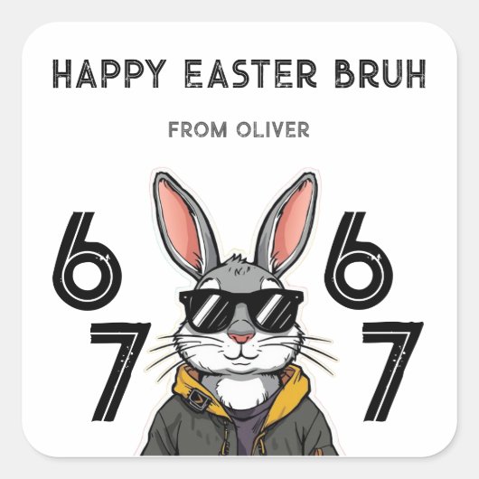 Sticker Carré Easter 67 Six Seven Fun Cool Boys School Class (Devant)