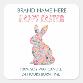 Sticker Carré Easter Bunny Custom Candle Label