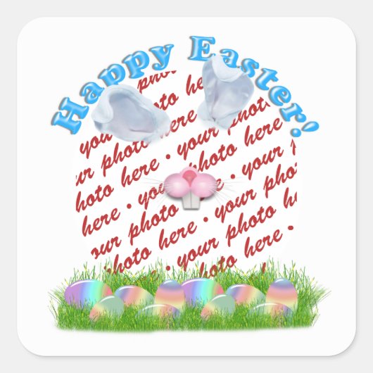 Sticker Carré Easter Bunny (Ears & Nose Adjustable) Photo Frame (Devant)