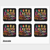 Sticker Carré EASTER IS EGGCELLENT idée cadeau d'oeuf de pâques (Feuille)