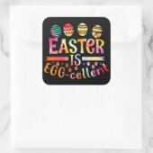Sticker Carré EASTER IS EGGCELLENT idée cadeau d'oeuf de pâques (Sac)